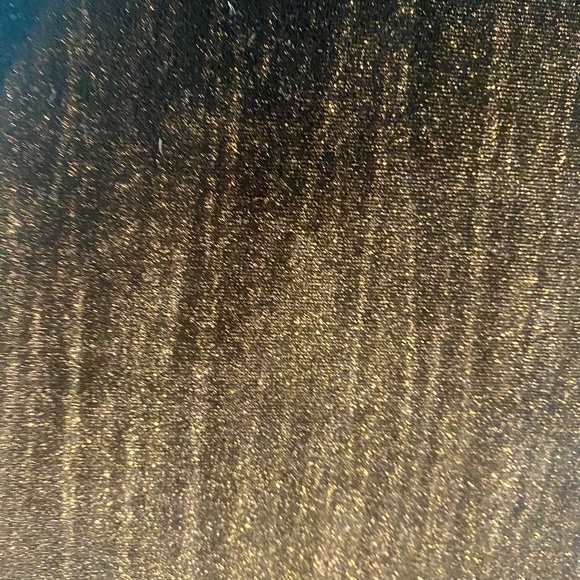 Topshop black cold shoulder velvet dress with gold metallic shimmer, Size 2 - Picture 7 of 13